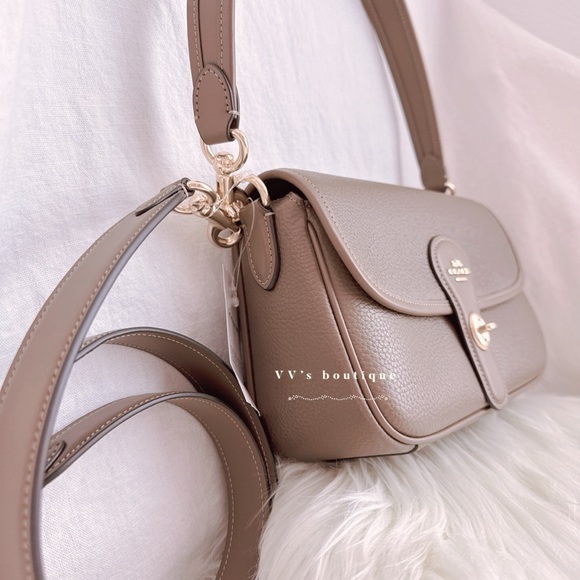 NWT Coach Hadley Shoulder Flap Turnlock Bag Crossbody Leather Dark Stone CY683 - Picture 6 of 11